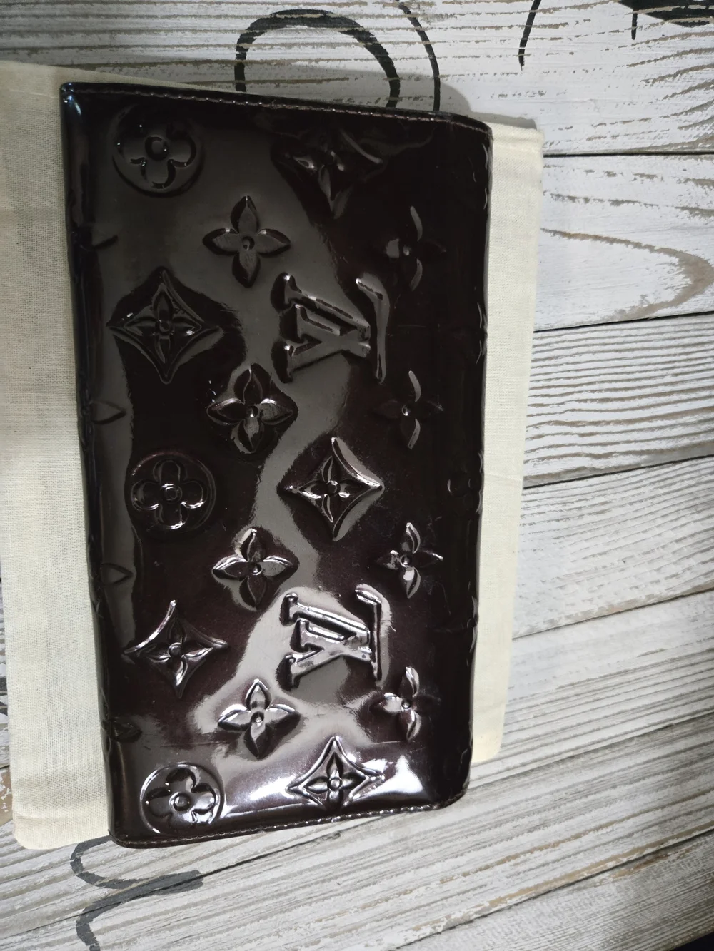 Louis Vuitton Vernis Patent Leather Wallet in Deep Burgundy